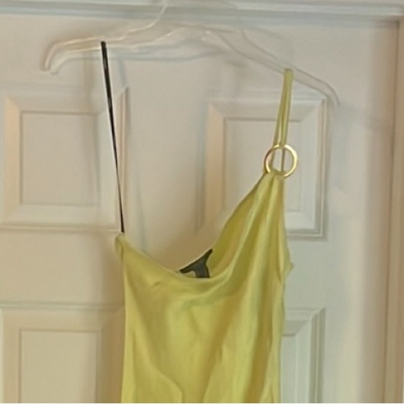 Light lime green, one shoulder maxi dress - Picture 2 of 5